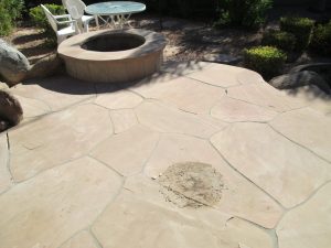 Before: Dirty dusty flagstone patio | Flagstone Exterior | Photo Gallery | Baker's Travertine Power Clean