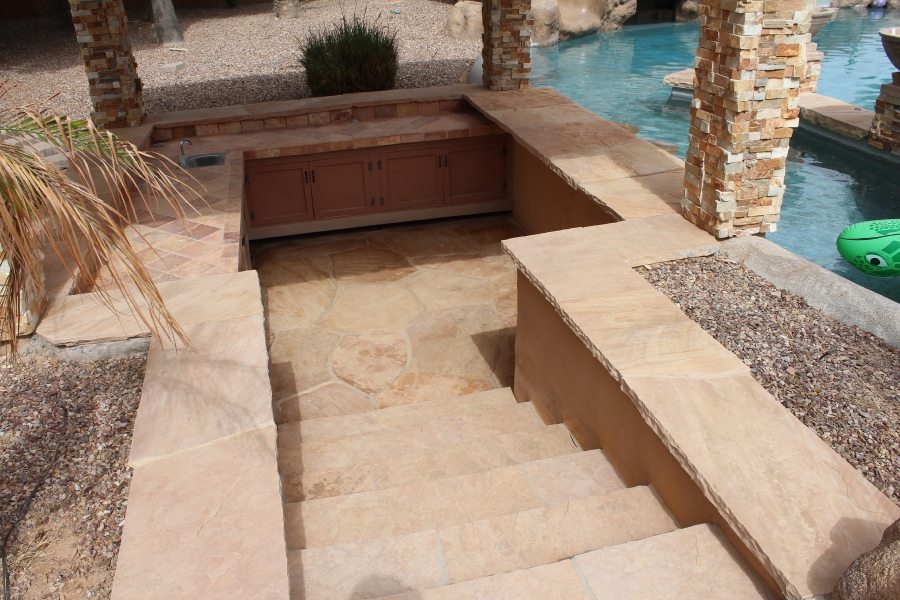 After: Flagstone bbq area | Flagstone | Interiors | Photo Gallery | Baker's Travertine Power Clean