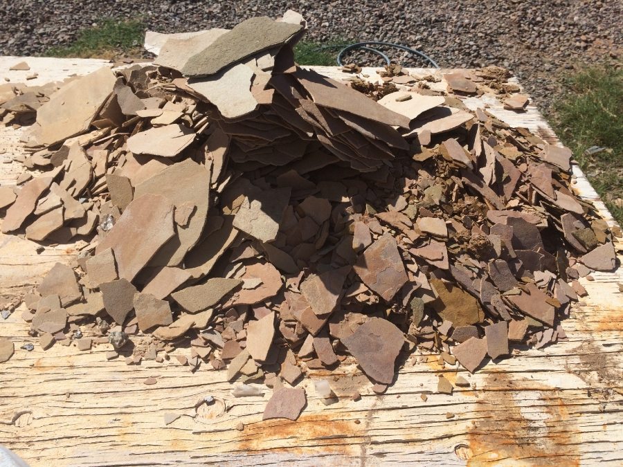Pile of flagstone rubble | Flagstone Exterior | Photo Gallery | Baker's Travertine Power Clean