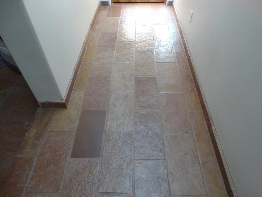 After: Flagstone hallway cleaned & sealed | Flagstone | Interiors | Photo Gallery | Baker's Travertine Power Clean