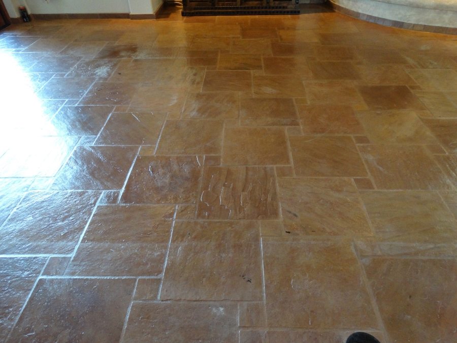 After: Flagstone cleaned and sealed | Flagstone | Interiors | Photo Gallery | Baker's Travertine Power Clean
