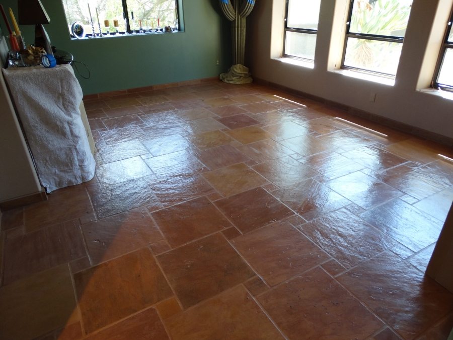 After: Flagstone family room | Flagstone | Interiors | Photo Gallery | Baker's Travertine Power Clean