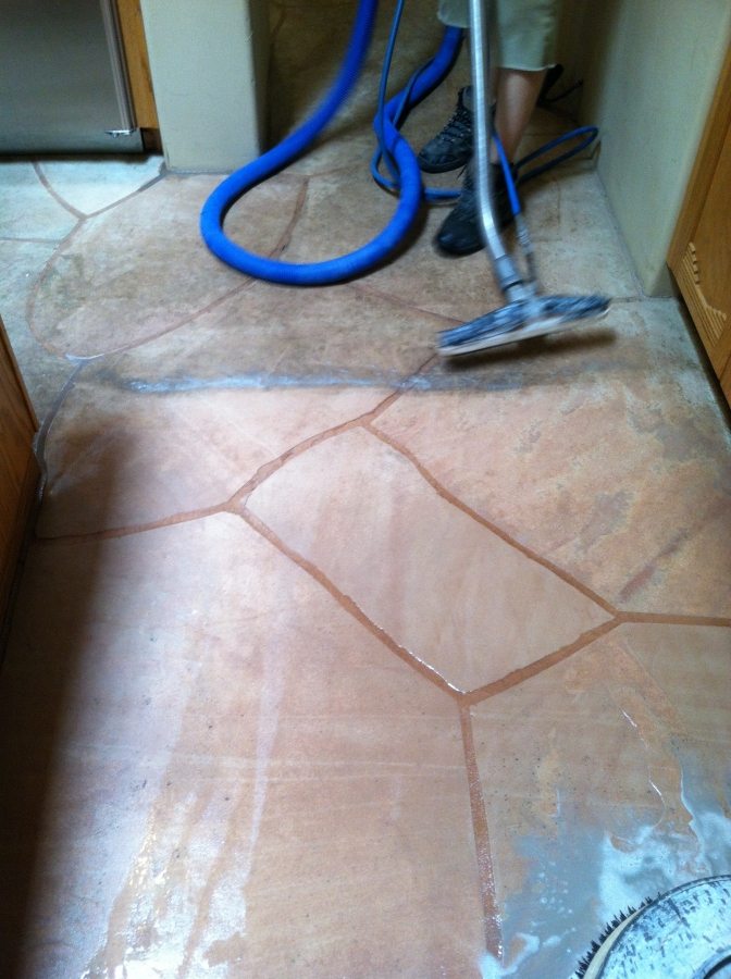 Flagstone cleaning process | Flagstone | Interiors | Photo Gallery | Baker's Travertine Power Clean