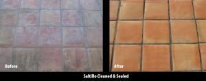 Before/After: Saltillo patio scottsdale | Saltillo Exterior Patios | Photo Gallery | Baker's Travertine Power Clean