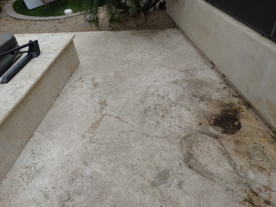 Before: Travertine shell stone paver patio | Patios, Pools & Decking | Travertine | Baker's Travertine Power Clean