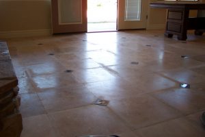 Travertine floor was ground improperly by the installer | Grinding & Lippage | Travertine | Baker's Travertine Power Clean