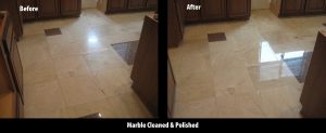 Before/After: Marble kitchen floor | Marble | Interiors | Photo Gallery | Baker's Travertine Power Clean