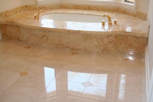 Marble bathroom floor & tub deck | Marble | Interiors | Photo Gallery | Baker's Travertine Power Clean
