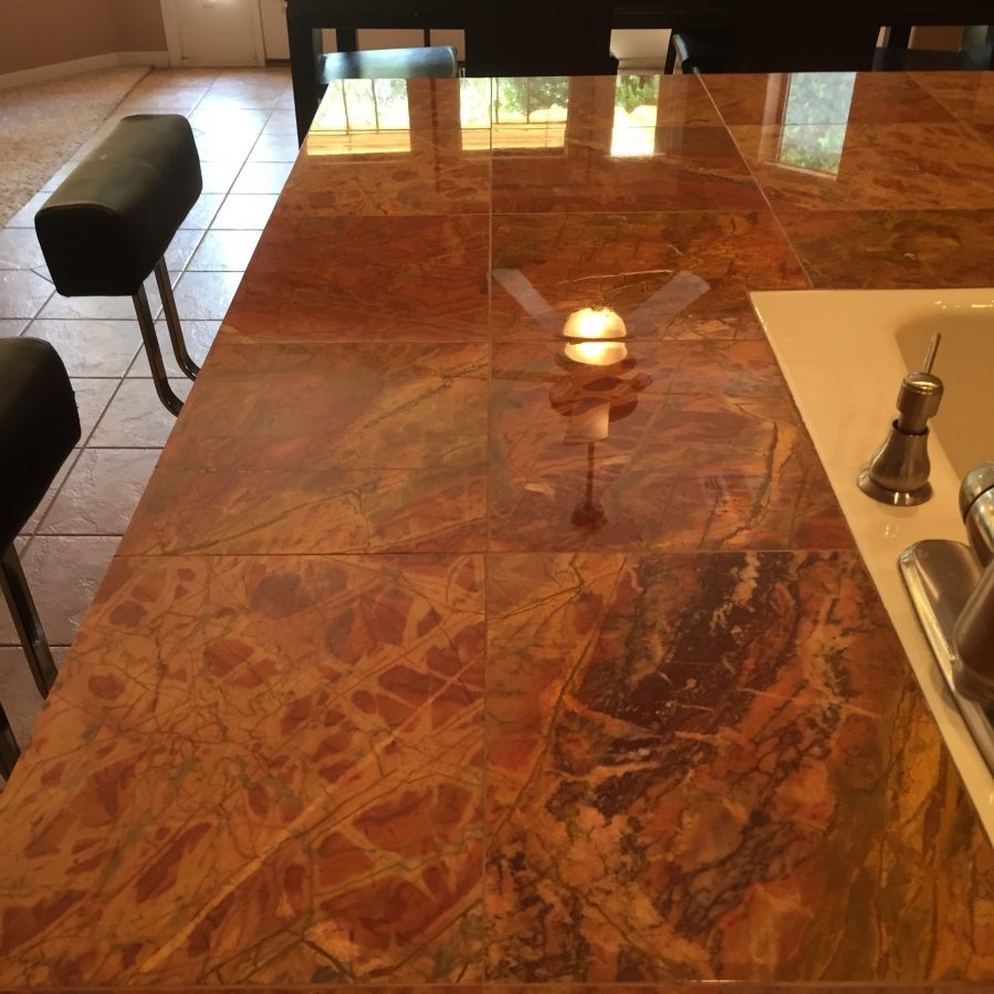Polished marble counter in Phoenix | Showers & Vanities | Interior Gallery | Baker's Travertine Power Clean