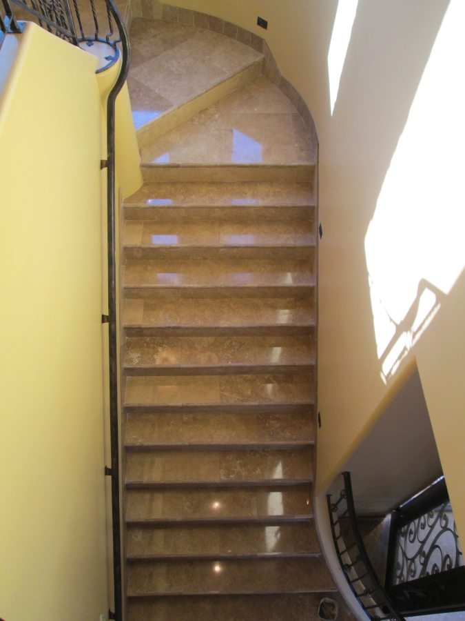Travertine Stairs Cleaned & Polished | Staircases & Steps | Interior Photo Galleries | Baker's Travertine Power Clean