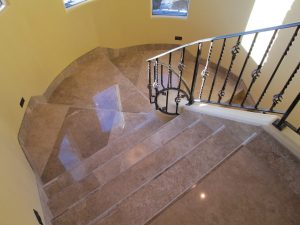 After: Travertine staircase polished | Staircases & Steps | Interior Photo Galleries | Baker's Travertine Power Clean