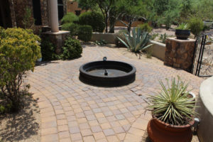 Concrete pavers after with mineral rings removed